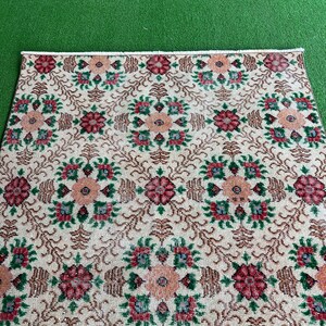 Farmhouse Hallway Decor Rug, İvory Green Brown Turkish Rug, Rug For Living Rug, Entry Rug, Deistresed Rug.39x611. image 7