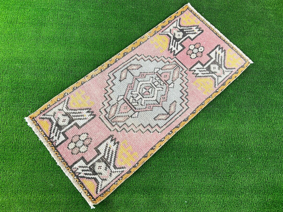 Entry Rug Pink Black Rug Baht Mat Rug Low Pile Etsy