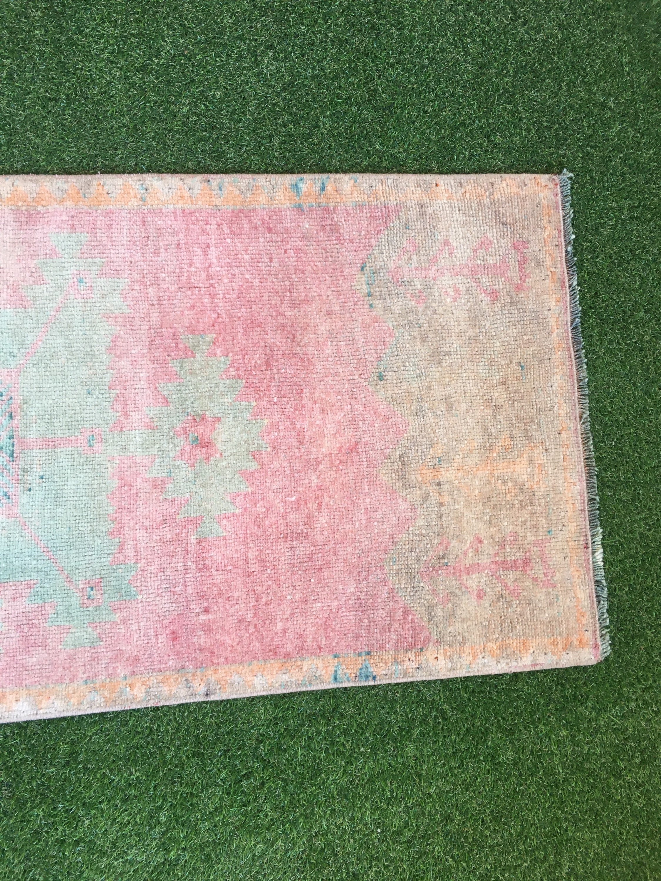 2x4 Rugoriental Rug Pink Teal Rug Entryway Rug Door Mat Etsy