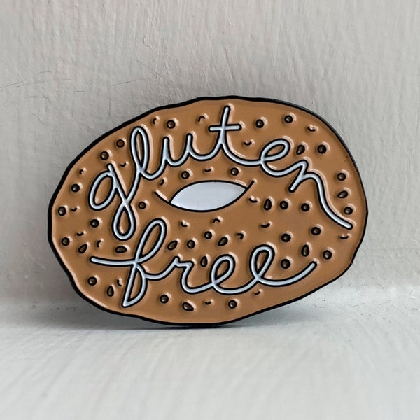 Gluten-free Soft Enamel Pin | Bagel Pin | Food Lapel Pin | Gift for Gluten Intolerance Foodies, Celiac Disease, Gluten-free, Food Allergies