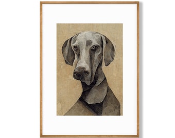 Impression d'art chien Braque de Weimar - Illustration abstraite de chien Fine Art - art mural chien - impression et bateau - poster