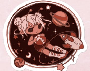 Pegatina para terrario de 3" de extraterrestre espacial