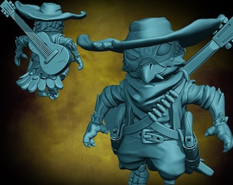 Crow Bandito - Fichier STL pour l'impression 3d - D&D miniature 3D mini - donjons et dragons animaux dnd mignon