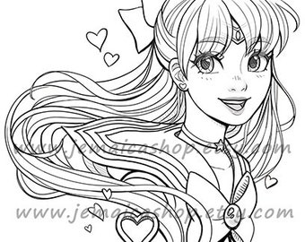 Sailor Moon Coloring Etsy Sailor Moon Coloring Etsy