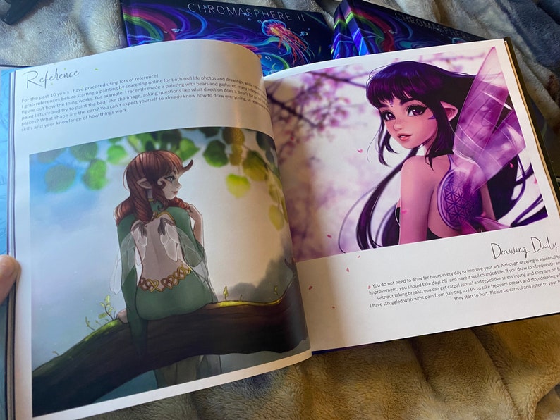 Livre d'art Chromasphere II art anime fantastique fée sirène art manga coloré mignon image 8