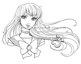 Sailor Mars - Anime imprimable PDF - Sailor Scouts Moon - Coloriage adulte Télécharger - Livre de coloriage