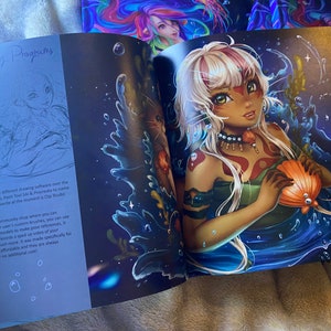 Livre d'art Chromasphere II art anime fantastique fée sirène art manga coloré mignon image 7