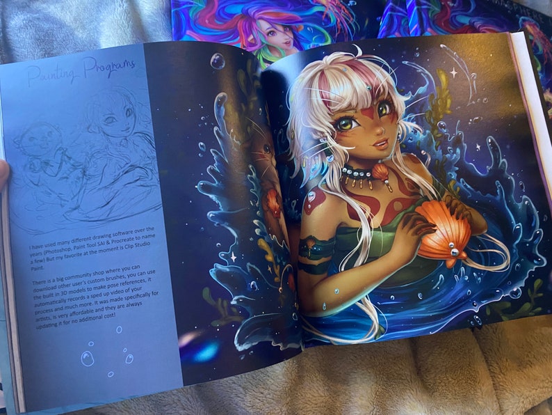 Livre d'art Chromasphere II art anime fantastique fée sirène art manga coloré mignon image 7