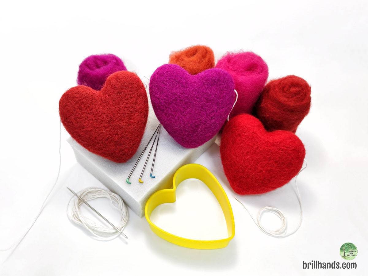 Heart Garland Needle Felting Kit Beginner Home Decor Etsy