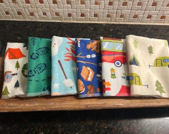 RV Camper Camping Set of Unpaper Towels 12” x 11”