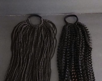 2 curly and braided synthetic ponytails
