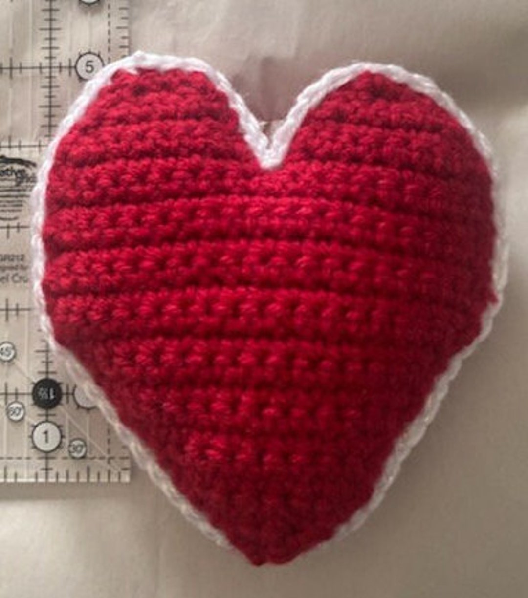 Crochet Small Heart Pillow or Softie in Red With White Edging. Etsy