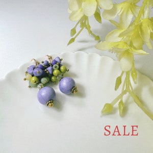Violet & Green Grape Like Handmade Beads Earrings Accessaries Polymer Clay Earrings Free Shipping zdjęcie 1