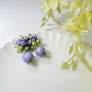 Violet & Green Grape Like Handmade Beads Earrings Accessaries Polymer Clay Earrings Free Shipping zdjęcie 2