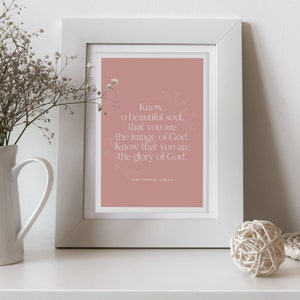 Eres la gloria de Dios tarjeta de felicitación framable, impresión de arte católico, tarjeta católica, cita de santo católico, arte de pared católico, regalo católico