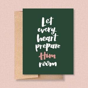 Tarjeta de Navidad / Deje que cada corazón le prepare habitación / tarjeta de vacaciones / tarjeta de caligrafía / tarjeta de letras de cepillo