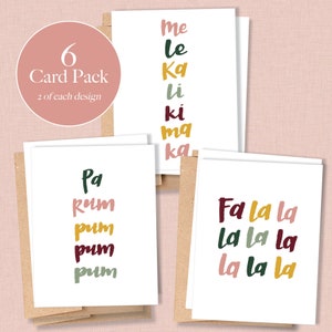 Pacote de cartões de Natal com 6/Cartões de Natal divertidos/Cartões de canções de Natal/Cartões de férias/Cartões de caligrafia/Cartões de letras com pincel