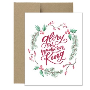 Weihnachtskarte / Glory an den neugeborenen König / Feiertags-Karte / Kalligraphie Karte / Pinsel Schriftzug Karte