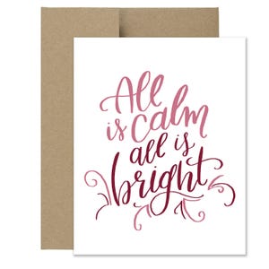 Weihnachtskarte / alles ist ruhig, alles ist hell / Weihnachtskarte / Kalligraphie Karte / Pinsel Schriftzug Karte