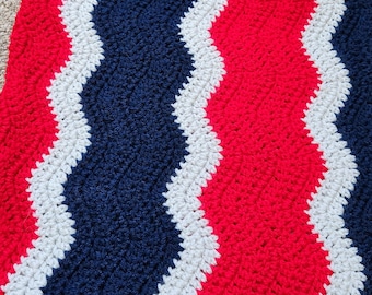 Crocheted throw for New England Patriots games!