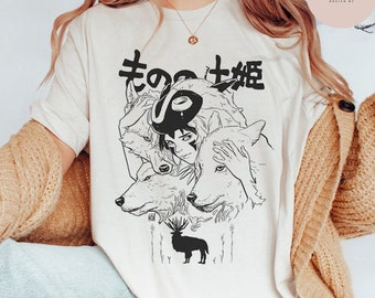 Camisa vintage de la princesa Mononoke, camiseta Mononoke Hime, sudadera anime Studio Ghibli
