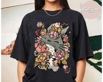 Camiseta Foral Meu Vizinho Totoro, Camiseta Totoro, Camiseta Studio Ghibli, Camiseta Ghibli, Hayao Miyazaki, Presente Studio Ghibli, Camiseta Cartoon
