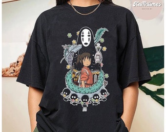 Camisa Spirited Away Haku y Chihiro, camisa Ghibli, Hayao Miyazaki, regalo Studio Ghibli, sudadera Ghibli, sin rostro, camiseta Spirited away