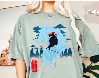 Camiseta de la Princesa Mononoke, Camiseta de anime de Ghibli, Regalo de Miyazaki