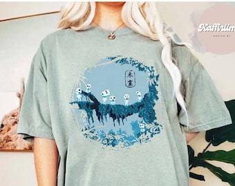 Camiseta Princesa Mononoke Spirits Kodama, Camisa Ghibli, Hayao Miyazaki, Regalo Studio Ghibli, Camisa Mononoke, Camisa de dibujos animados Ghibli