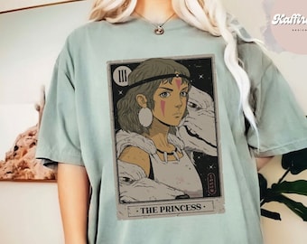 La camiseta del tarot de la princesa Mononoke, camisa Mononoke Hime, camisa Ghibli, Hayao Miyazaki, regalo de Studio Ghibli, camisa Mononoke, camisa de anime Ghibli
