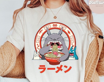 Totoro Ramen T-Shirt, Cute Totoro T-Shirt, Studio Ghibli T-Shirt, Ghibli Shirt, Hayao Miyazaki, Studio Ghibli Gift, Cartoon T-Shirt