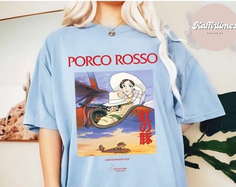 Koszulka Porco Rosso, Koszulka Studio Ghibli, Koszulka Ghibli, Hayao Miyazaki, Prezent Studio Ghibli, Koszulka Ghibli z kreskówek