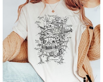 T-shirt Howl's Moving Castle, T-shirt Howl and Sophie, Ghibli-shirt, Hayao Miyazaki, Studio Ghibli-cadeau, anime Howls Moving Castle-shirt