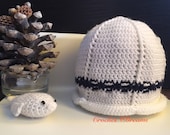 Crochet baby hat, Newborn hat, Baby shower gift, Crochet baby panama, White Blue hat, Baby Sea Stile, Sailor stile, Sea Baby fashion