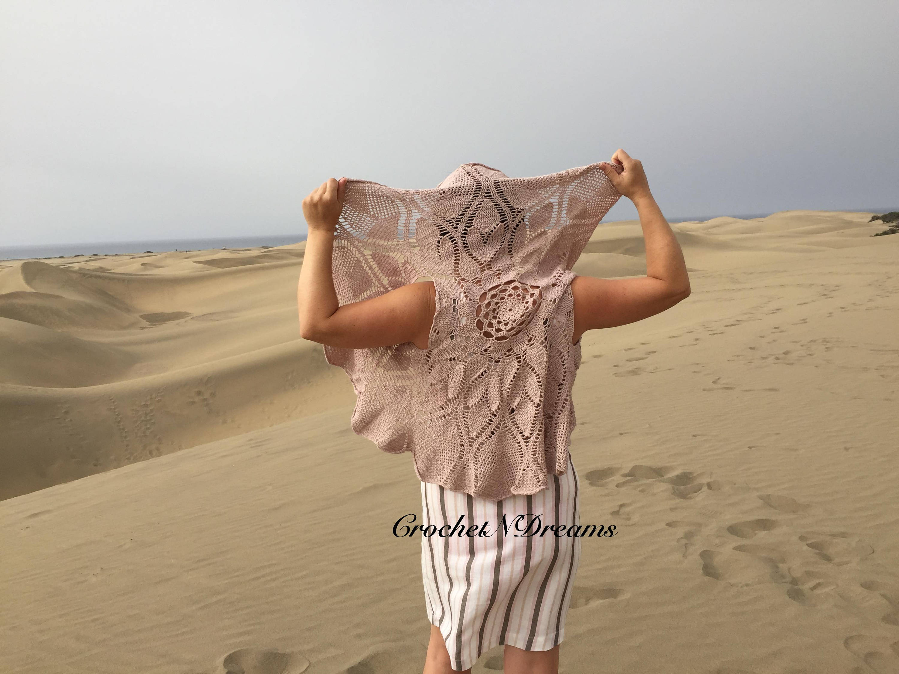 Crochet Beige Lace Circle Bohemian Bolero Circular Jacket Woman  Vest  Hug Shrug Waistcoat
