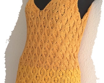 Yellow Braided Summer Party Crochet Cropped Tank Top Boho Beach Style