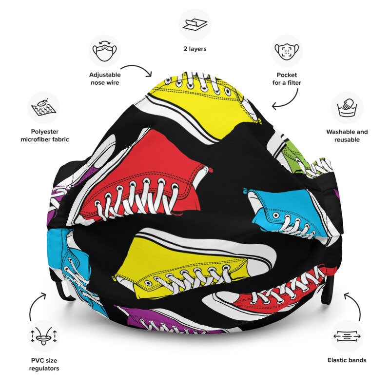 Reusable High Top Boots Face Mask Masks Premium Canvas Shoes Etsy