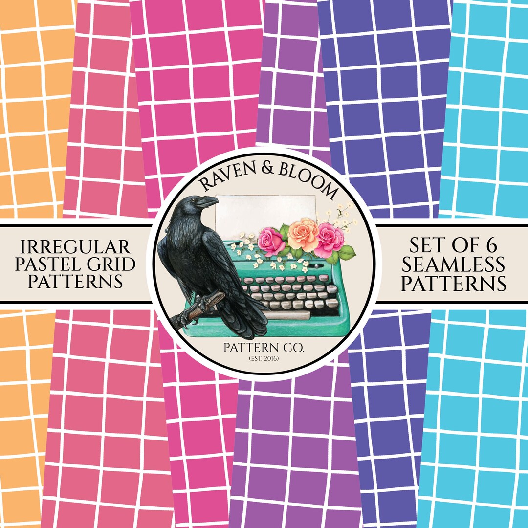 Contact Pattern Check Ink Irregular Pastel Grids Seamless Patterns Set, Pastel Seamless Patterns ...