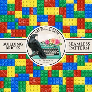 Patrón sin costuras de ladrillos de construcción, patrón de ladrillos, diseño de colores primarios, ladrillos de construcción, diseño en forma de bloque, patrón sin costuras elemental