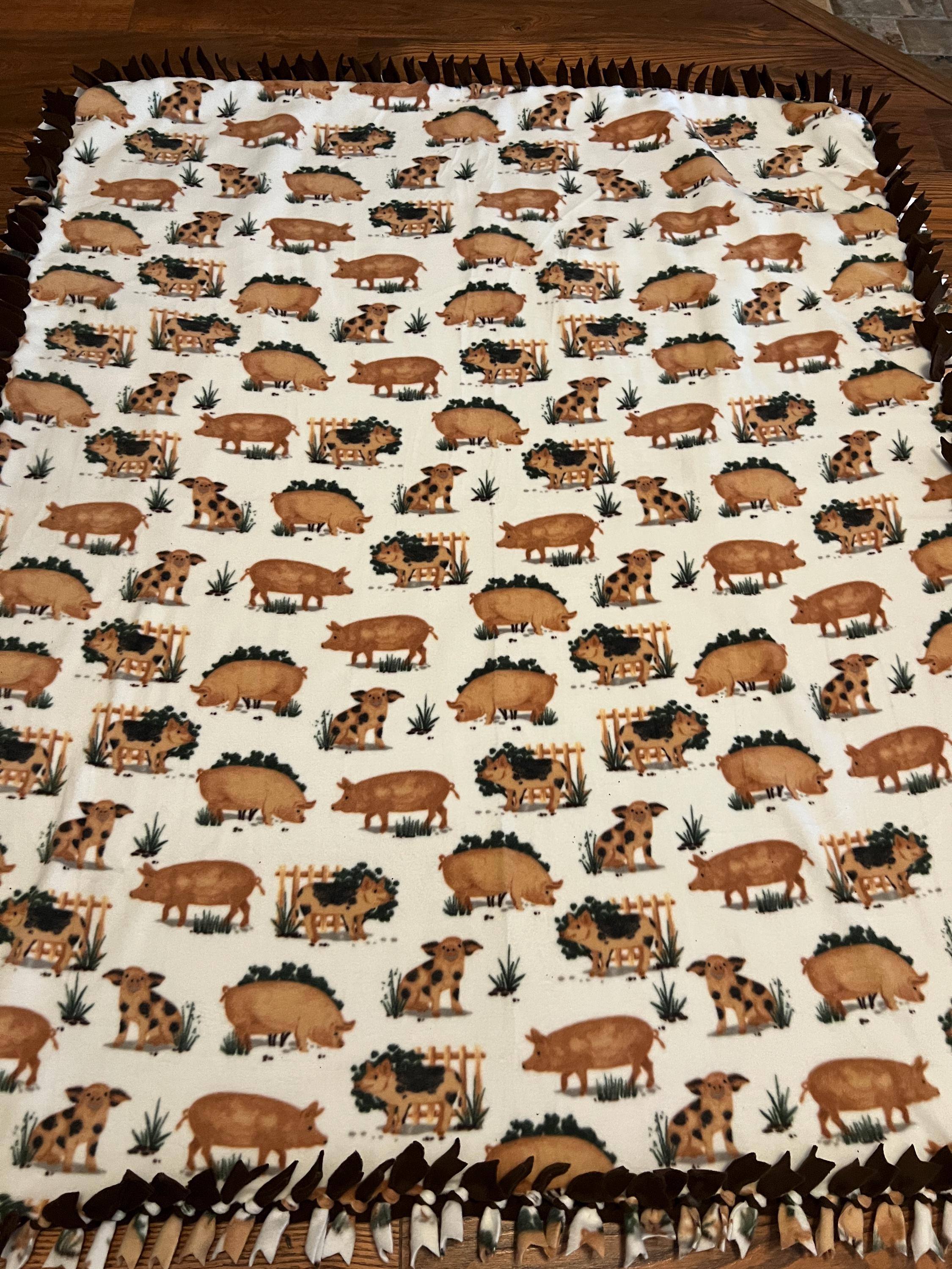 Discover Two-Piece Hand-Tied Pig Woven Blanket