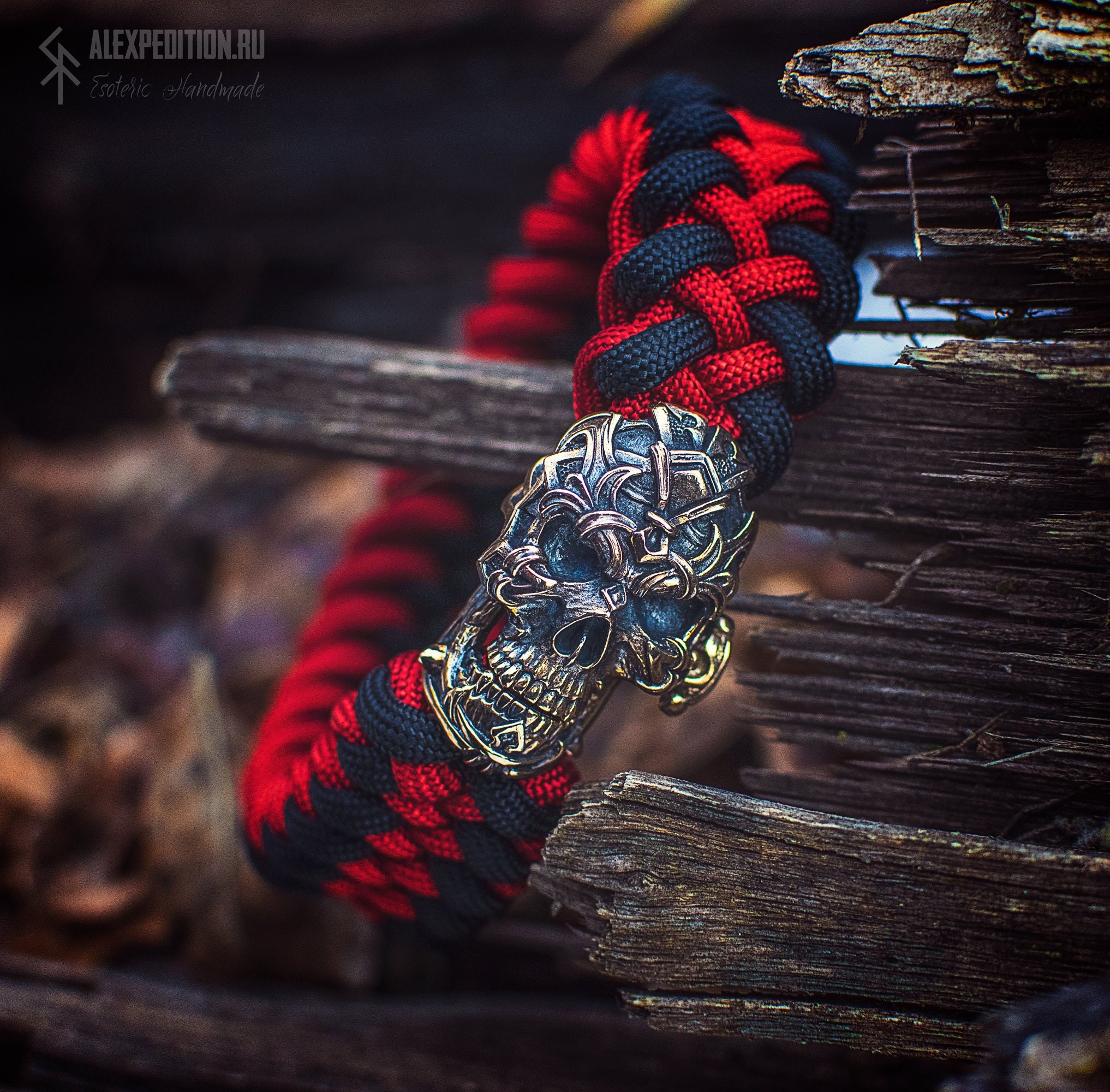 Skull Paracord bracelet with Exclusive bronze buckle Etsy