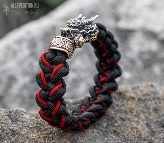 Fire Dragon Paracord bracelet with Exclusive bronze buckle | Etsy