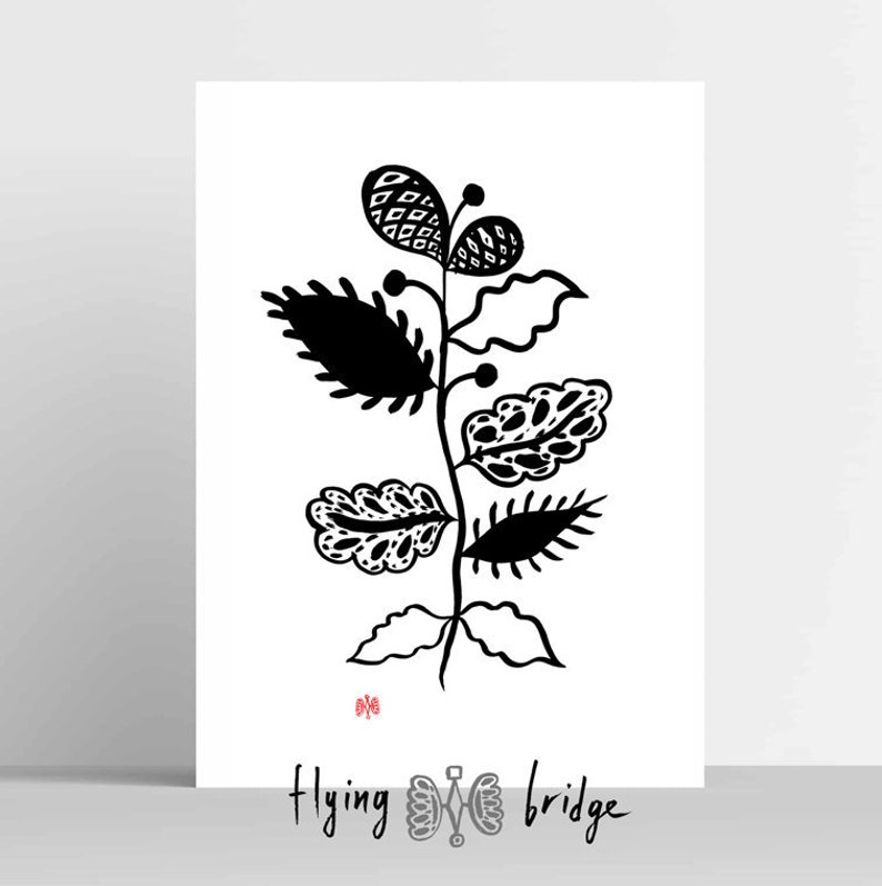 Folk Art Exotic Flower Printable Wall Art Floral Etsy