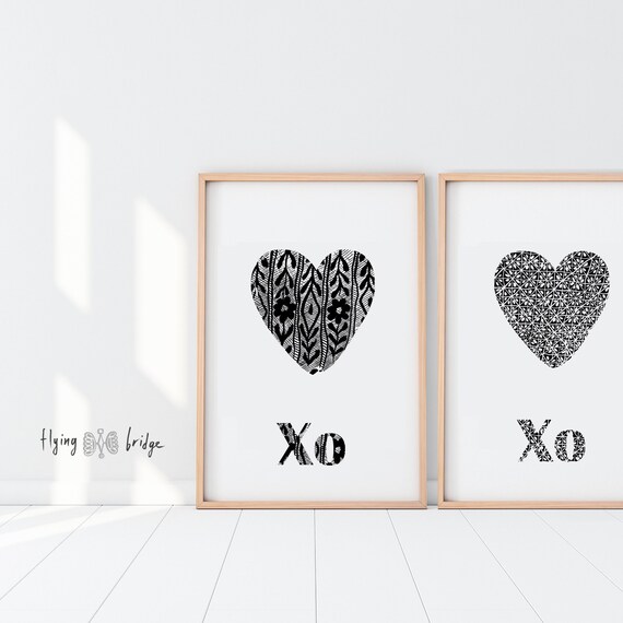 Gossip Girl Print Xoxo Wall Art Set 2 Prints Heart Art Etsy