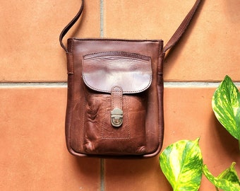 VINTAGE CROSSBODY BAG • Vintage Satchel • Brown leather bag • Tan Crossbody bag • Festival Crossbody bag • Handmade bag • Designer handbag