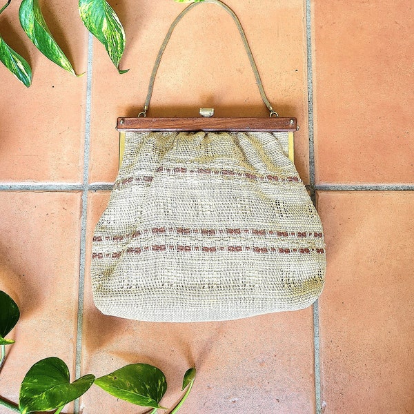 VINTAGE WOVEN BAG • Top Handle Summer bag • Basket bag • bag • Festival Purse • Handmade in Australia • Rattan Purse • Italian Style •Clutch