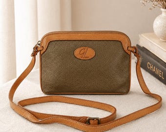 Bolsa transversal vintage em couro | Bolsa de ombro minimalista para o dia a dia em tons de marrom e bege