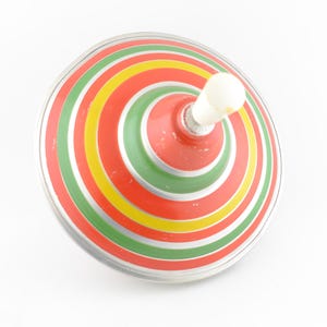 Vintage Spinning Top, Metal Spinning Top USSR 1970s, Toy Spinner,  Retro Toy, Old Tin Whirligig, Tin Spinning Top