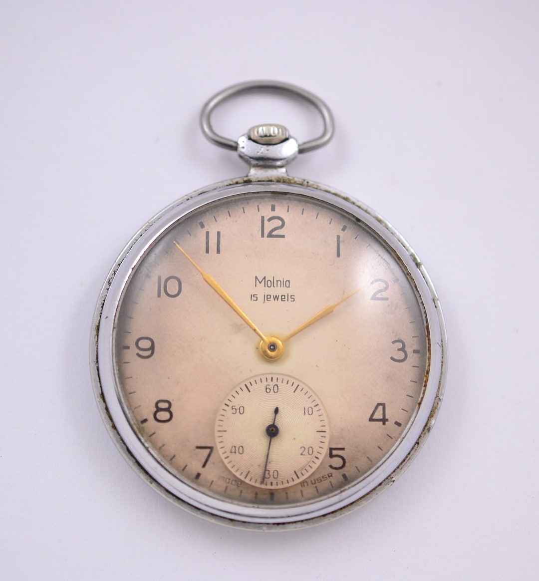 Vintage Mechanische Taschenuhr der UdSSR Molnija 15 J