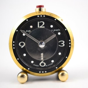 Vintage SLAVA Mechanical 11 Jewels USSR Russian Alarm Clock for blind people . Working vintage clock. Old alarm clock.